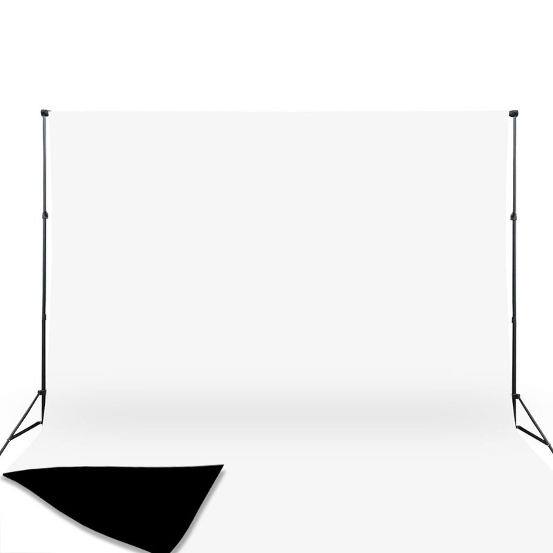 ISSUNTEX 6X9 ft Background Muslin Backdrop, Photo Studio, Collapsible High Density Screen for Video Photography and Television-Black/White - Image 1